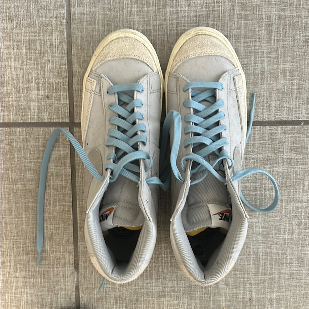 Nike High-Top Sneakers in Light Blue and White